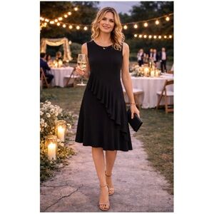 Rachel Roy Black Cascading Ruffle Dress Sleeveless Cocktail Party NWT 2X